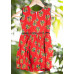 All Over Printed Red Rayon Cotton Kids Dress (KR1210)